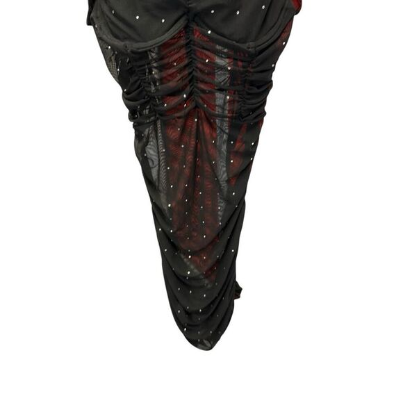 Danielle Guizio Lynx Embellished Mesh Dress XS Jennie Blackpink Mini crystal - Picture 4 of 13